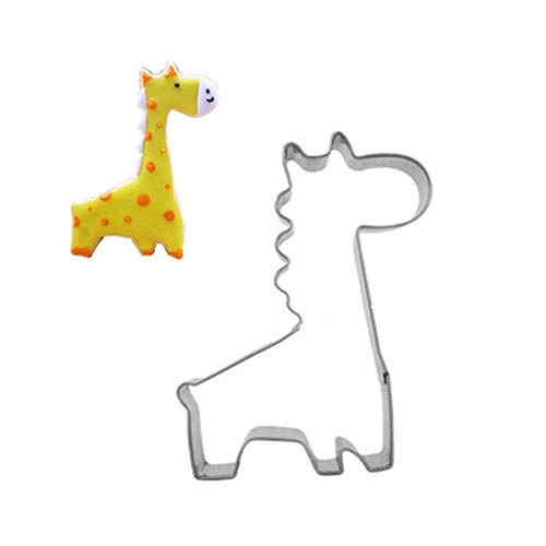 Lazeny 2x Cartoon Tier Ausstechformen Edelstahl 3D Ausstecher Keksausstecher Plätzchen Keks Schimmel Plätzchenformen Keksform Ausstecher Sandwich Toast Brot Form Cutter Backen Küche Zubehör-Giraffe von Lazeny
