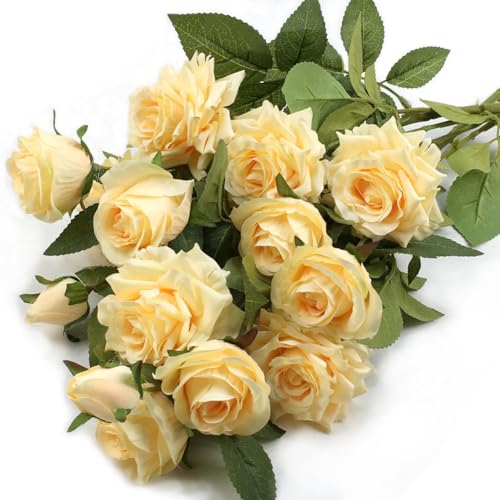 Lazeny Künstliche Blumen, 3X Gefälschte Rose Bouquet mit Blättern Blumen Arrangements Tischdekoration Braut Hochzeitssträuße Blumenschmuck für Zuhause Garten Terrasse Hochzeit Party Dekor (Champagner) Lazeny Künstliche Blumen, 3X Gefälschte Rose Bouquet mit Blättern Blumen Arrangements Tischdekoration Braut Hochzeitssträuße Blumenschmuck für Zuhause Garten Terrasse Hochzeit Party Dekor (Champagner) von Lazeny