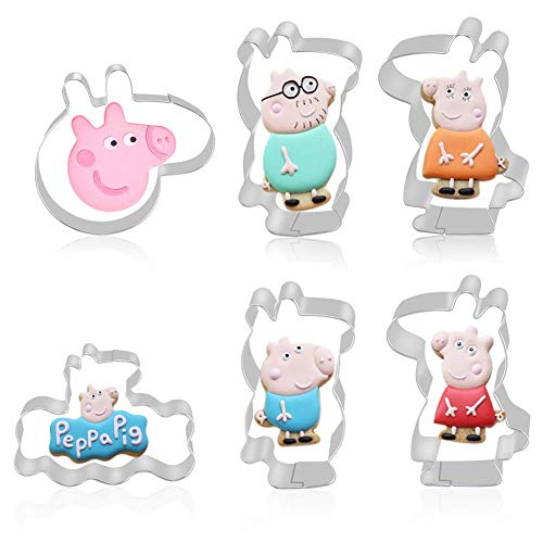 Lazeny Pig Ausstechformen 6 Stück Set Edelstahl 3D Ausstecher mit 6 Stück Schwein Gedruckte Karte,Keksausstecher Plätzchen Keks Schimmel Plätzchenformen Ausstecher Form Cutter Backen Küche Zubehör von Lazeny
