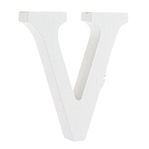 Lazeny Weiß Holz Buchstaben Hochzeit Zubehör A-Z Alphabet DIY Holzbuchstabe Buchstabe Handwerk Ornamente für Geburtstag Feier Karneval Party Fotografie Requisiten Home Tisch Dekorationen (V) von Lazeny