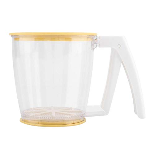 Handheld Cup Mehlsieb, Kunststoff Mehlsieb Pulver Mesh Sieb Backzubehör Werkzeuge mit Deckel von Lazmin