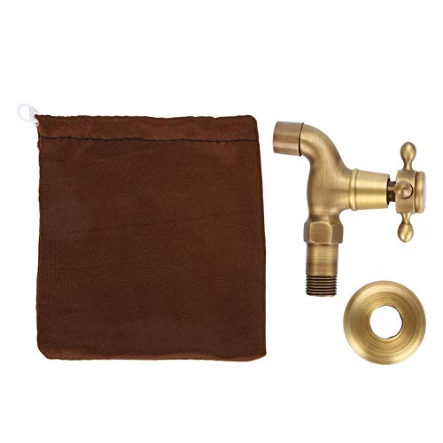 Vintage Messing Wasserhahn, Wandmontage Vintage Solid Brass Wasserhahn Single Cold Water Tape für Kitchen Sink Mop Pool(Kurz) von Lazmin