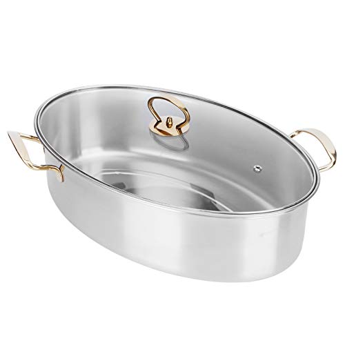 304 Edelstahldampfer, ovaler Fischdampftopf mit großer Kapazität, Set mit Deckel Kochtopf mit Platteninduktionsherd zum Dämpfen von Fisch, Schalentieren 304 Edelstahldampfer, ovaler Fischdampftopf mit großer Kapazität, Set mit Deckel Kochtopf mit Platteninduktionsherd zum Dämpfen von Fisch, Schalentieren von Lazmin112
