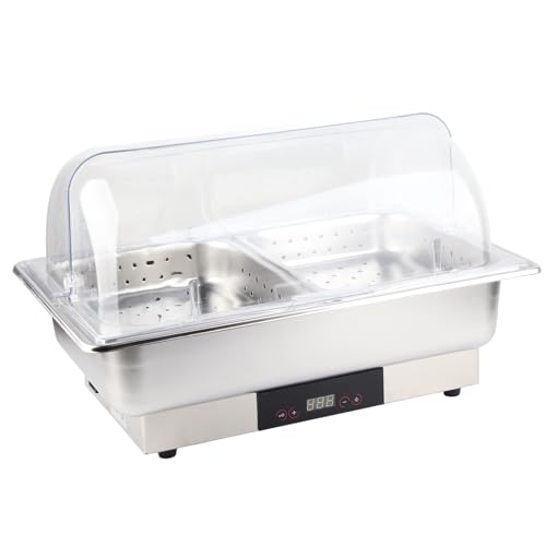 Chaffing -Server Set, Hitzebeständiges Buffetwärmerserver 2 -Tablett 9L 40 Bis 100 ℃ Niedrig Stromverbrauch Automatische Schließung der Transparenten Abdeckung für das Essen (EU -Stecker 220 V) von Lazmin112