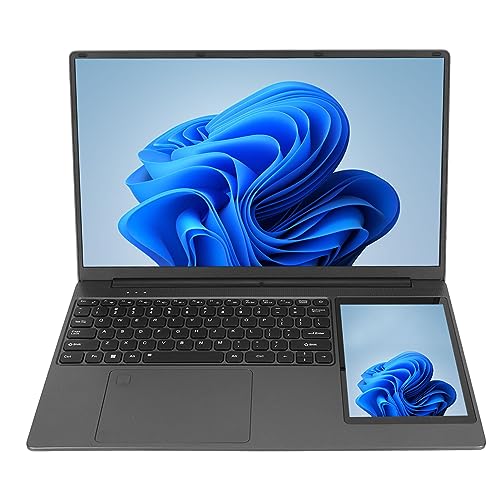 Doppelbildschirm-Laptop 15,6 Zoll, Quad-Core-CPU, 16 GB RAM, Tastatur mit Hintergrundbeleuchtung, Umfangreiche Schnittstellen, für Win 11, Auflösung 1920 X 1080, Eingebauter von Lazmin112