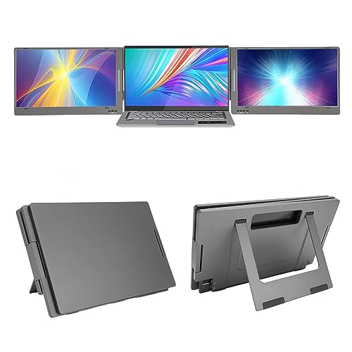 Dreifacher Laptop-Bildschirm-Extender, Tragbarer 14-Zoll-Dual-, FHD 1080P HDR IPS Dual Screens Extender, mit Verstellbarem Ständer, für Laptops, PC, Telefone, für PS3/4, von Lazmin112