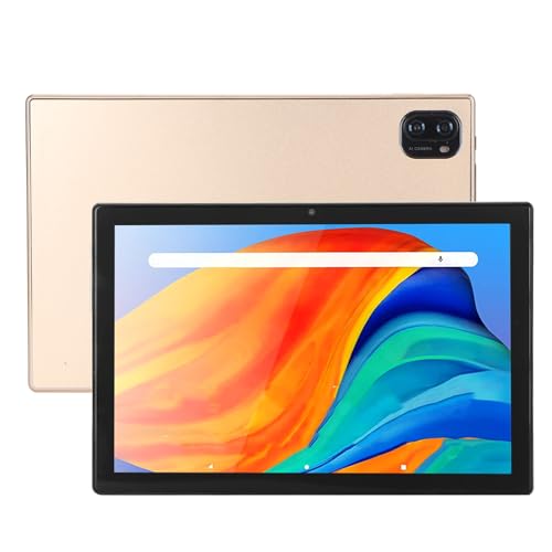 Lazmin112 10,1-Zoll-Tablet, MTK6762 Octa Core Tab, 16 GB RAM, 1 TB ROM, 13 MP 16 MP Kamera, 4G LTE 5G WiFi BT FM OTG, 8000 MAh Großer Akku, Android 13, für Office-Spiele (Gold-Vorfachband) von Lazmin112