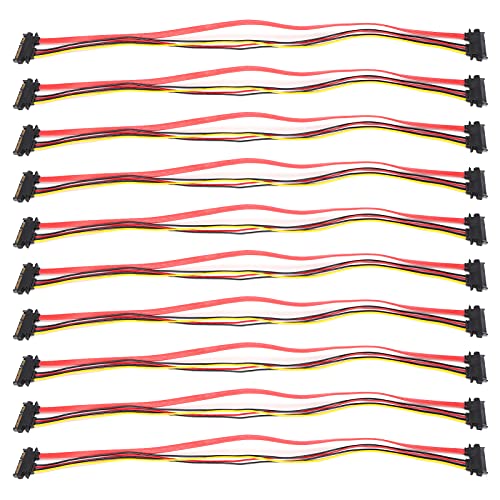Lazmin112 10pcs Sata-Kabel 7+15-Pin-Stecker auf Buchse 22-Pin-Datenstrom-Verlängerungskabel, Slimline-SATA-Daten- und Strom-Kombi-Verlängerungskabel für Externe Festplatten-Datenübertragung von Lazmin112
