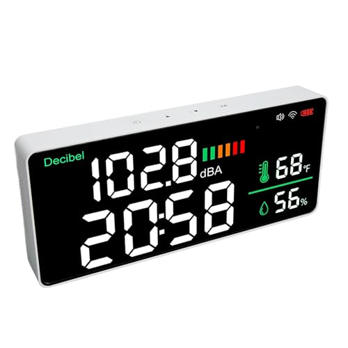 Lazmin112 11-Zoll-LED-DEZIBELMESSGERAT MIT WLAN, Geräuschmessgerät, Thermometer, Hygrometer, Uhr für -App von Lazmin112