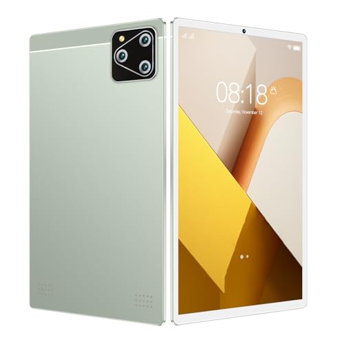 Lazmin112 Android 14 Tablet, 10 Zoll Tablet mit 6 GB RAM 128 GB ROM, MT6735 Octa Core CPU, 8 MP 20 MP Dual-Kamera, 8000 MAh Akku Tablet für Android 14 (hellgrün) von Lazmin112