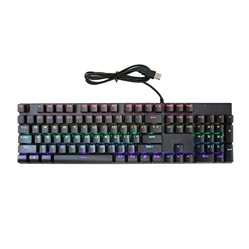 Lazmin112 Blue Switch Mechanische Gaming-Tastatur, 104 Tasten mit Hintergrundbeleuchtung, 28 Beleuchtungsmodi, Ergonomisches Design, USB-Kabel, Kompatibel mit, OS X von Lazmin112