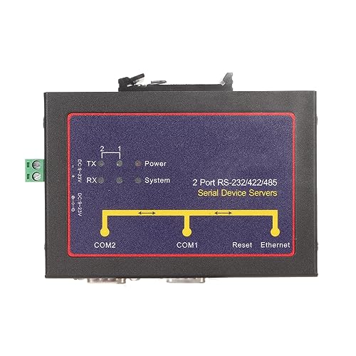 Lazmin112 Doppelte Serielle Ports, Hochgeschwindigkeits-RS232/RS485-Ethernet-Konverter, Große Baudrate, Mehrere Arbeitsmodi mit LED-Anzeige für Effiziente Kommunikation (EU-Stecker) von Lazmin112