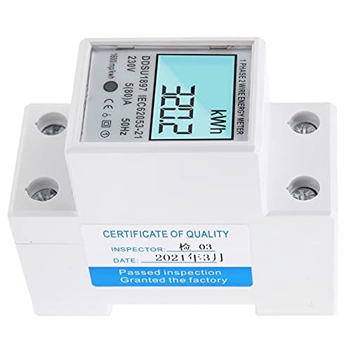 Lazmin112 Einphasen-Energiezähler, LCD-Hetergrundbeleuchtungsanzeige Intelligenter Energiezähler Mikro-Digital-Leistungsmesser MIT Hintergrundbeleuneuumpfung DDSU1897 von Lazmin112
