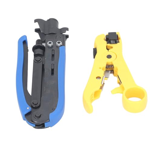Lazmin112 Einstellbare Koaxialkabel-crimpzange, Tragbares Koax-Abisolierzangen-Set MIT F-KOMPRESIONSAN-STRO-SET von Lazmin112