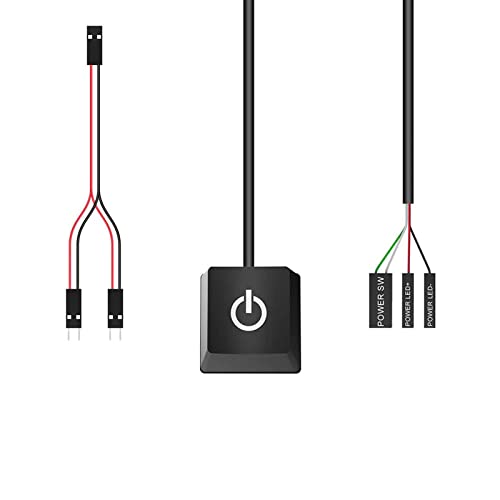 Lazmin112 Externer PC-Netzschalter, Mechanischer Blauer Schalter, Desktop-Computer, EIN-Aus-Schalter, 7-farbiges Licht, 6,6 Fuß Langes Kabel, für Zuhause, Büro, Internetcafés von Lazmin112