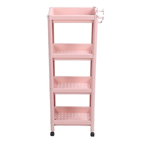 Lazmin112 Freistehende Rosa Eckregale für die Organisation von Unordnung in Badezimmer und Küche Bietet Zusätzlichen Stauraum, Geeignet für Büros und Schlafzimmer (4 Schichten (mit Rädern)) von Lazmin112
