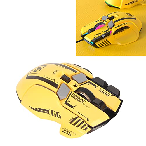 Lazmin112 Gaming-Maus, Makroprogrammierbare 10-Tasten-Gaming-Mäuse mit Kabel, 13 RGB-Beleuchtungsmodi, Einstellbare DPI-Geschwindigkeit, PC-Gaming-Maus 12800 DPI (Gelb) von Lazmin112