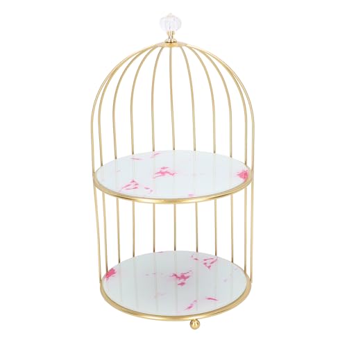 Lazmin112 Goldrahmen Doppelschicht Vogelkäfiglagerstange für Badezimmer - Haltbarer Organizer für Kosmetika und Toilettenartikel, Geeignet für Badezimmer oder Schminktisch Geeignet (Rosa Steinmuster) Lazmin112 Goldrahmen Doppelschicht Vogelkäfiglagerstange für Badezimmer - Haltbarer Organizer für Kosmetika und Toilettenartikel, Geeignet für Badezimmer oder Schminktisch Geeignet (Rosa Steinmuster) von Lazmin112