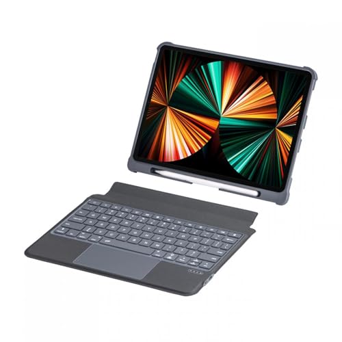 Lazmin112 IOS-Tablet-Hülle mit Tastatur, Kabellose, Abnehmbare Bluetooth 5.0-Tastatur mit Hintergrundbeleuchtung und Touchpad, Magnetischer Tastaturhüllenständer, Stifthalter, für 11-Zoll von Lazmin112