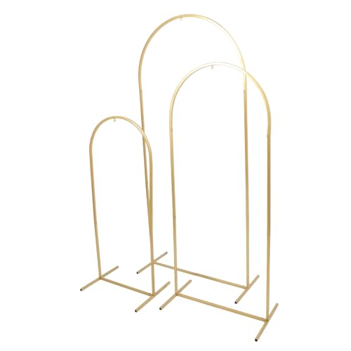 Lazmin112 Metall Hochzeitsbogen Hintergrund Stand Set 3 Größen Stabil und Robust für Hochzeiten, Geburtstage, Gärten Eisen (Gold) von Lazmin112
