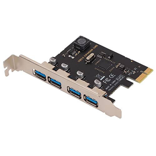 Lazmin112 PCI E auf USB 3.0-Erweiterungskarte, 4 Ports, 5 Gbit/s, Hohe Geschwindigkeit, Stabile Datenübertragung, Einfache Installation für PCI EX1 X4 X8 X16 von Lazmin112