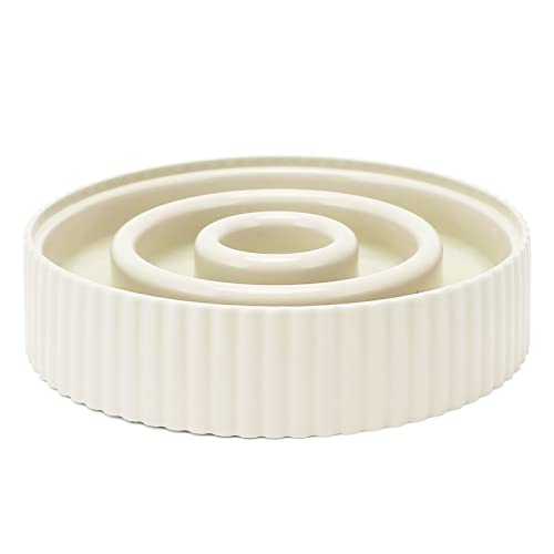 Lazmin112 Pet Puzzle Slow Feeder Bowl Fördert Gesunde Essgewohnheiten für Kleine Mittelgroße Hunde Katzen Stabile Basis für Nasse oder Trocken (Beige) von Lazmin112