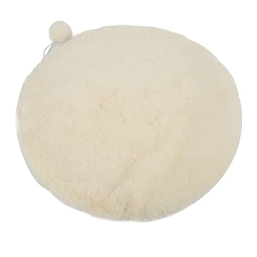 Lazmin112 Runde Haustierschlafmatte Weich Imitierte Kaninchenwolle Runde Haustierbettmatte mit Kleinem Ball für Innen Im Freien Im Freien (Käse weiß) von Lazmin112