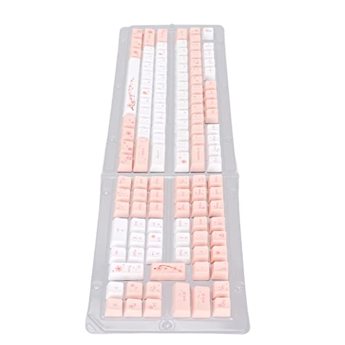 Lazmin112 Tastatur-Tastenkappen, Cherry Blossoms Powder Thema 123 Tasten PBT-Material OEM-Höhe Computerzubehör für die Meisten Mechanischen Tastaturen von Lazmin112