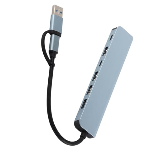 Lazmin112 Typ-C-Hub, 7-in-1-Ethernet-Adapter, USB AUF 2 Typ-C-5-USB-Schmittstellen, HochgeChwindigits-Obertragungsumschalter, Typ-C-DockingStation aus Aluminiumlegierung für PC-Laptop von Lazmin112