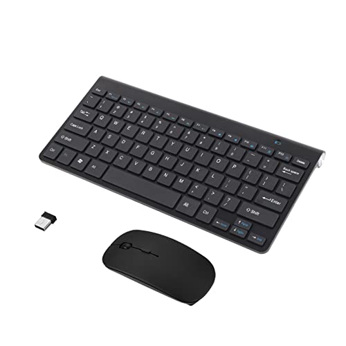 Maus- und Tastaturkombination, Schlankes Kabelloses 2,4-GHz-Tastatur- und Mausset, Vollständig Rückendesign, Geeignet für Desktop/Laptop (Schwarz) von Lazmin112