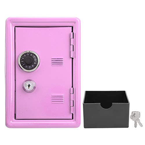 Safe und Schließfach für Kinder, Kinder Sparbüchse Sparschwein Geldschrank für zu Hause, Metall Safe Kleine Geldkassette mit Schloss(Rosa) von Lazmin112