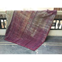 Vintage Kantha Quilt, Handgefertigte Baumwolle Sari Decke, Boho Decke von LazuWork