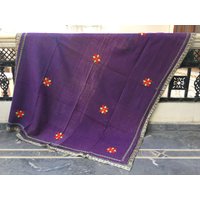Vintage Kantha Quilt Handgemachter Recycelter Sari Überwurf, Boho Chic Bettwäsche von LazuWork