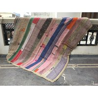 Vintage Kantha Quilts, Patchwork Decke, Werfen Bestickt, Handgemachte Quilt Bettwäsche, Wendedecke von LazuWork