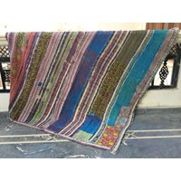 Vintage Kantha Quilts, Patchwork Decke, Werfen Bestickt, Handgemachte Quilt Bettwäsche, Wendedecke von LazuWork