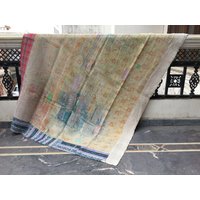 Wohnkultur Vintage Kantha Quilt, Patchwork Handgefertigte Baumwolle Sari Decke, Boho Decke von LazuWork