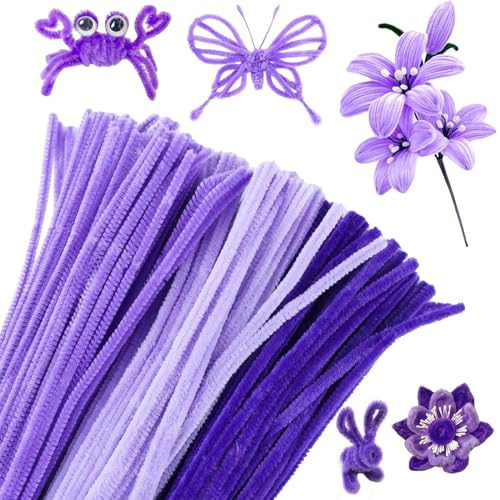 300 Skt Pfeifenreiniger lila 3 Farben Pfeifenreiniger Helle Lila zum Basteln Pfeifenputzer Zum Basteln Chenilledraht Pfeifenputzer Biegeplüsch Basteldraht für DIY Handwerksprojekte von Lazulithic