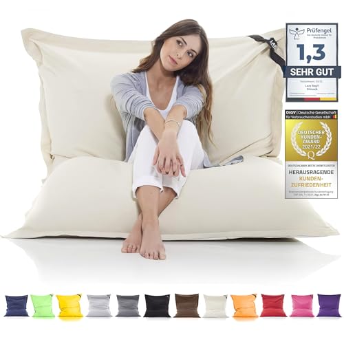 LAZY BAG Original Riesen-Sitzsack Cotton XXL 180x140cm mit 400L | hautfreundliches Baumwolle Sitzkissen 2-in-1 relaxtes Sitzen & Liegen | Perfekte Ergonomie Dank 4 Mio. EPS-Perlen | waschbarer Bezug von LAZY BAG