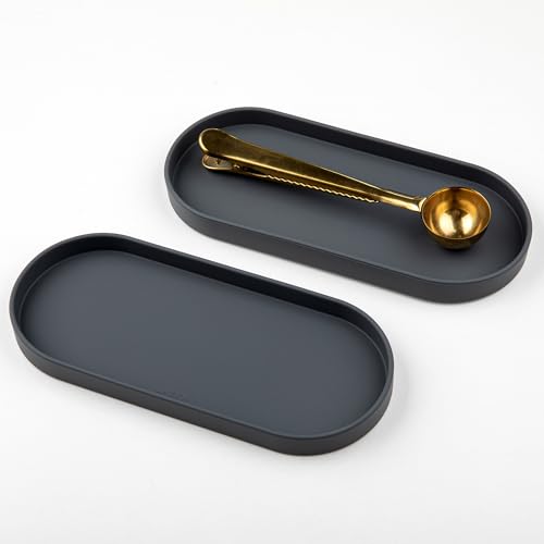 Lazy K Silikon-Tablett – kleiner Schminktisch-Organizer – Löffelablage Halter – Mehrzweck-Küchenspüle, Badezimmer, Theken-Organizer (grau) von Lazy K