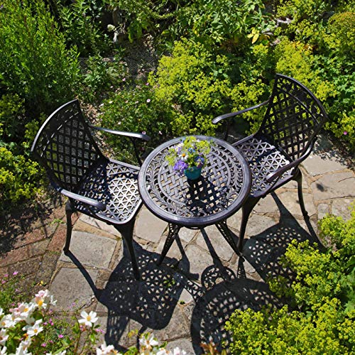 Lazy Susan, Ivy-Bistro-Tisch aus Aluguss mit 2 Stühlen | Garten-Set | Antik-Bronze | Aluminium | 3 Jahre Garantie | (2 x Emma Stühlen) von Lazy Susan