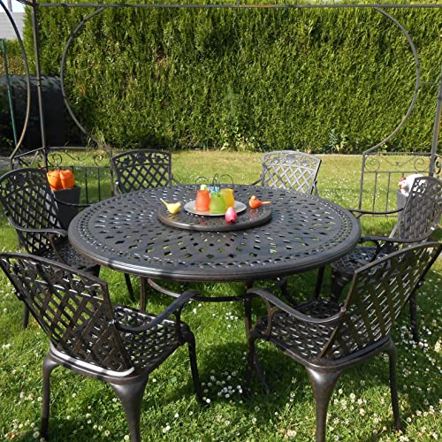 Lazy Susan 150 cm Runder Frances Gartentisch in Antik Bronze mit 6 Rose Stühlen mit terrakotta Sitzkissen | Nachhaltiges Sandguss-Aluminium | Wetterfest | Rostfrei | Wartungsarm | 3 Jahre Garantie Lazy Susan 150 cm Runder Frances Gartentisch in Antik Bronze mit 6 Rose Stühlen mit terrakotta Sitzkissen | Nachhaltiges Sandguss-Aluminium | Wetterfest | Rostfrei | Wartungsarm | 3 Jahre Garantie von Lazy Susan
