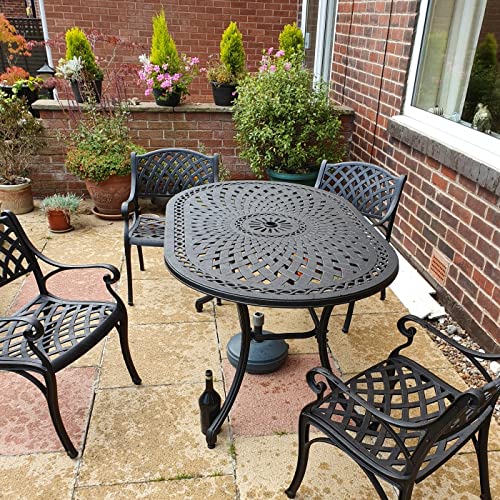 Lazy Susan 150 cm ovaler June Gartentisch in Antik Bronze mit 4 Kate Stühlen mit grünen Sitzkissen | Nachhaltiges Sandguss-Aluminium | Wetterfest | Rostfrei | Wartungsarm | 3 Jahre Garantie Lazy Susan 150 cm ovaler June Gartentisch in Antik Bronze mit 4 Kate Stühlen mit grünen Sitzkissen | Nachhaltiges Sandguss-Aluminium | Wetterfest | Rostfrei | Wartungsarm | 3 Jahre Garantie von Lazy Susan