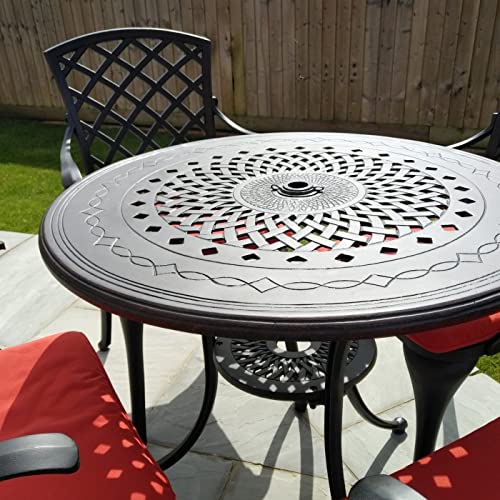 Lazy Susan 80 cm Runder Anna Gartentisch in Antik Bronze mit 2 Emma Stühlen, Ohne Sitzkissen | Nachhaltiges Sandguss-Aluminium | Wetterfest | Rostfrei | Wartungsarm | 3 Jahre Garantie von Lazy Susan