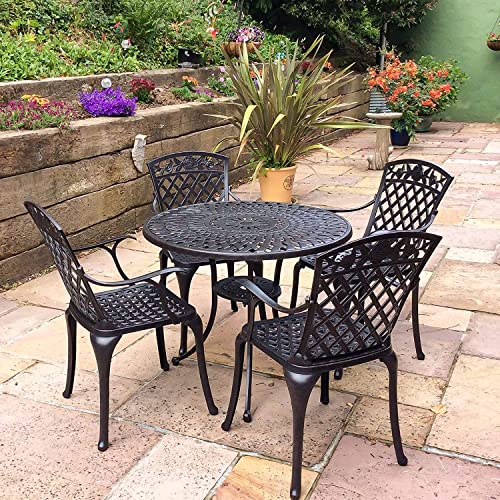 Lazy Susan 88 cm Runder Mia Gartentisch in Antik Bronze mit 4 Rose Stühlen und Sitzkissen in Terrakotta | Nachhaltiges Sandguss-Aluminium | Wetterfest | Rostfrei | Wartungsarm | 3 Jahre Garantie Lazy Susan 88 cm Runder Mia Gartentisch in Antik Bronze mit 4 Rose Stühlen und Sitzkissen in Terrakotta | Nachhaltiges Sandguss-Aluminium | Wetterfest | Rostfrei | Wartungsarm | 3 Jahre Garantie von Lazy Susan