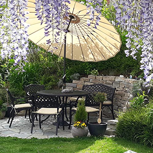 Lazy Susan – Alice Gartentisch rund | 4 Kate Gartenstühle | Wetterfestes Gartenmöbel Set | Aluminium | Farbe Bronze Antik | Beige Kissen | 3-jährige Garantie Lazy Susan – Alice Gartentisch rund | 4 Kate Gartenstühle | Wetterfestes Gartenmöbel Set | Aluminium | Farbe Bronze Antik | Beige Kissen | 3-jährige Garantie von Lazy Susan