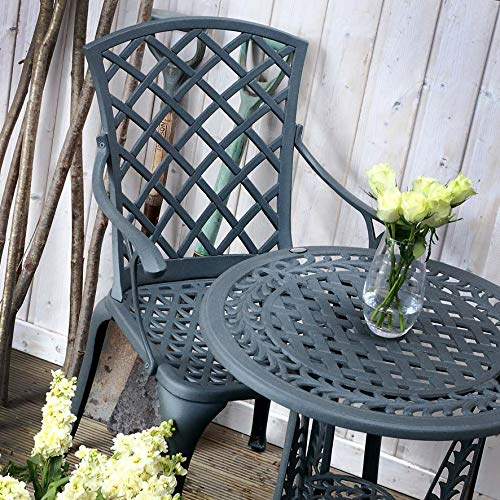 Lazy Susan Ivy Table & 2 Emma Chairs - Slate | Metall Gartenmöbel-Set von Lazy Susan