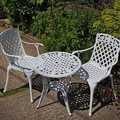 Lazy Susan - Rose Bistrotisch mit 2 Stühlen | Rundes Gartenmöbel Set aus Metall | Weiß | Rose Stühle, Grüne Kissen | 3 Jahre Garantie Lazy Susan - Rose Bistrotisch mit 2 Stühlen | Rundes Gartenmöbel Set aus Metall | Weiß | Rose Stühle, Grüne Kissen | 3 Jahre Garantie von Lazy Susan