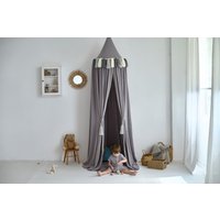 Himmelbett Kinder Mit Quasten, Hängender Baldachin, Leseecke Betthimmel, Bettzelt, Musselin Boho Spiel Baldachin von LazyBunnyStudio