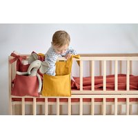 Leinen Krippe Organizer, Babybett Tasche Windeln Baby Kinderzimmer Lagerung, Organisator, Hängende Aufbewahrungstasche von LazyBunnyStudio