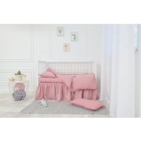 Neutrale Krippe, Babybettwäsche, Leinen Babybett Bettwäsche, Mädchen Baby Krippe Kinderbettwäsche von LazyBunnyStudio